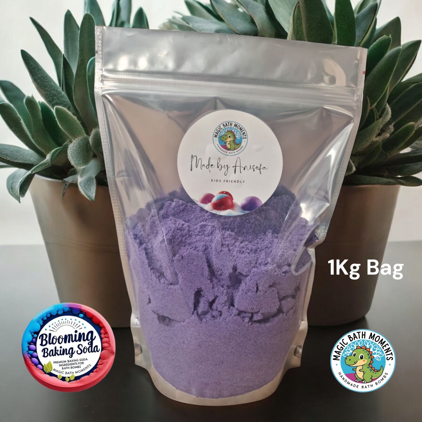 Purple Blooming Baking Soda – 1kg Pre-Coloured Bath Bomb Ingredient for DIY Fizz & Scoops