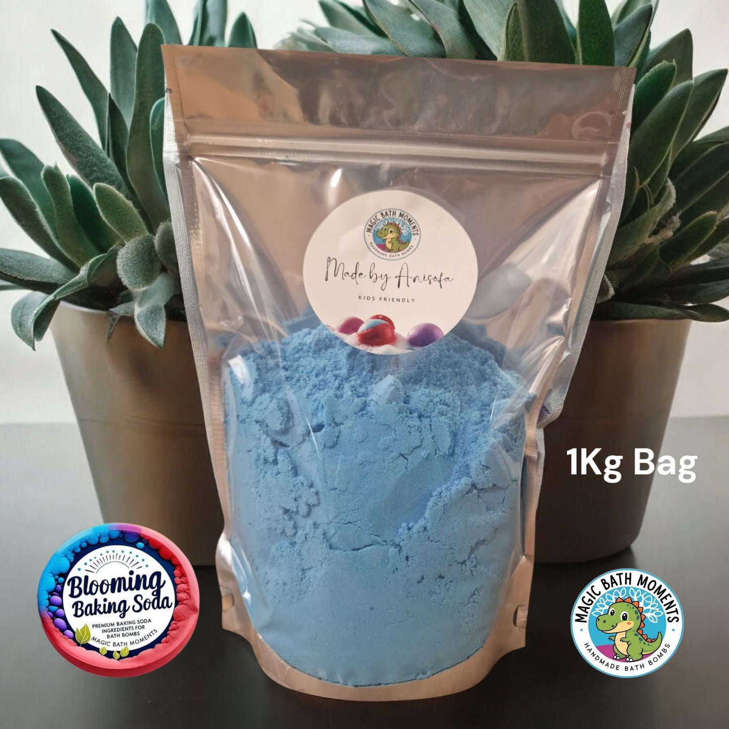 Blue Blooming Baking Soda – 1kg Pre-Coloured Bath Bomb Ingredient for DIY Fizz & Scoops