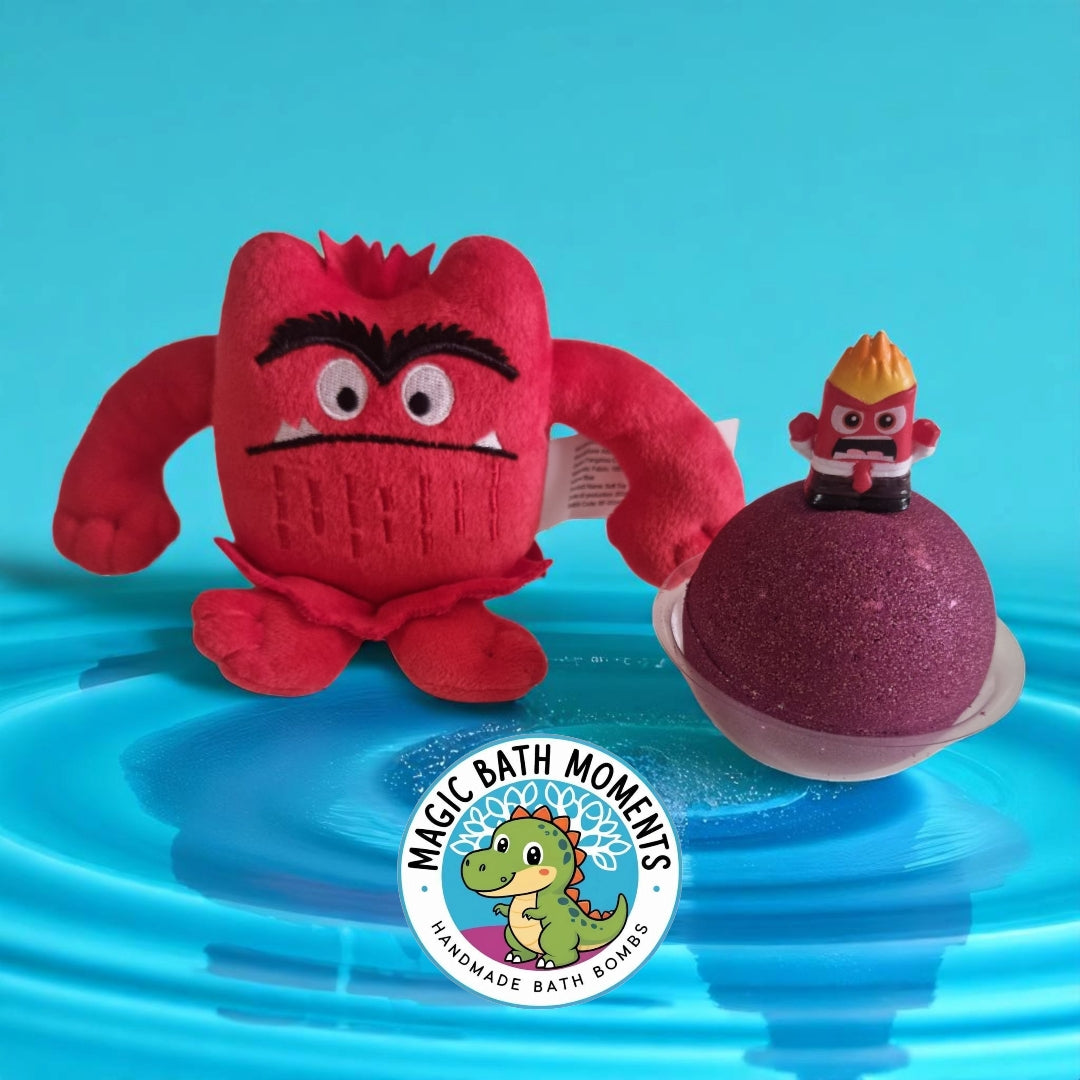 Angry Color Monster – Burgundy Bath Bomb with Inside Out Surprise Toy
