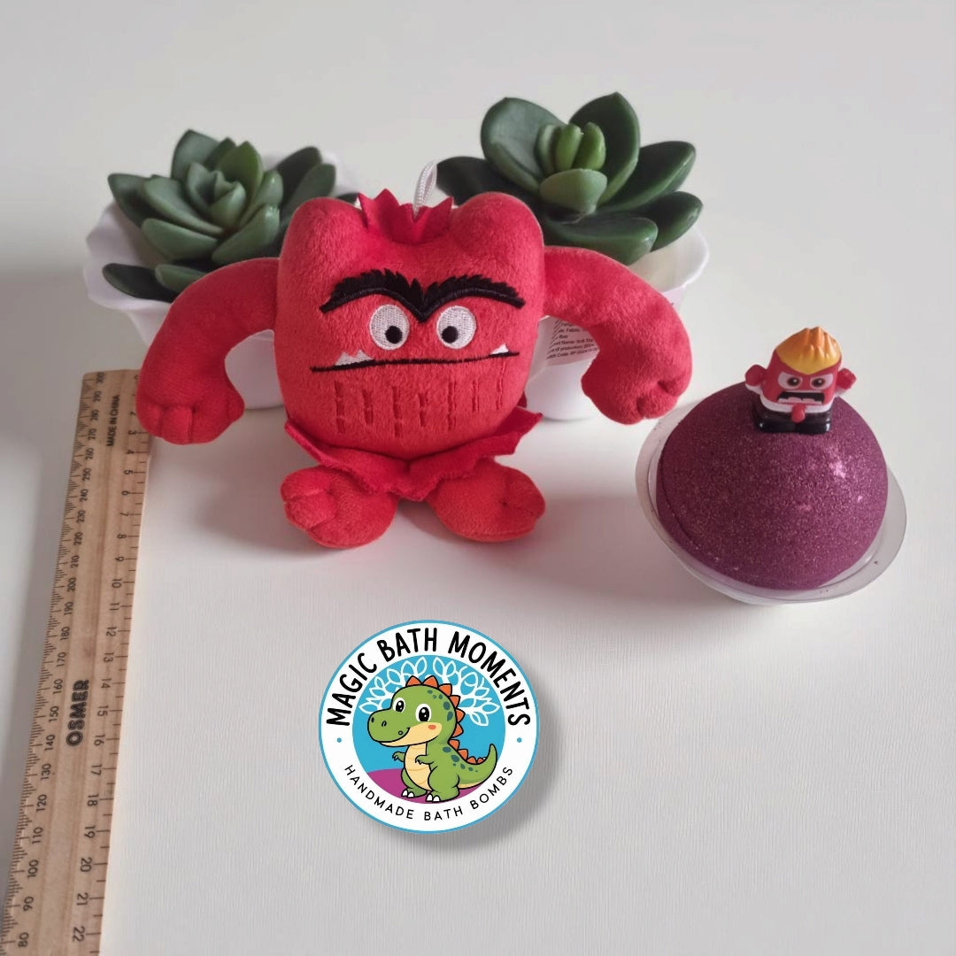 Angry Color Monster – Burgundy Bath Bomb with Inside Out Surprise Toy
