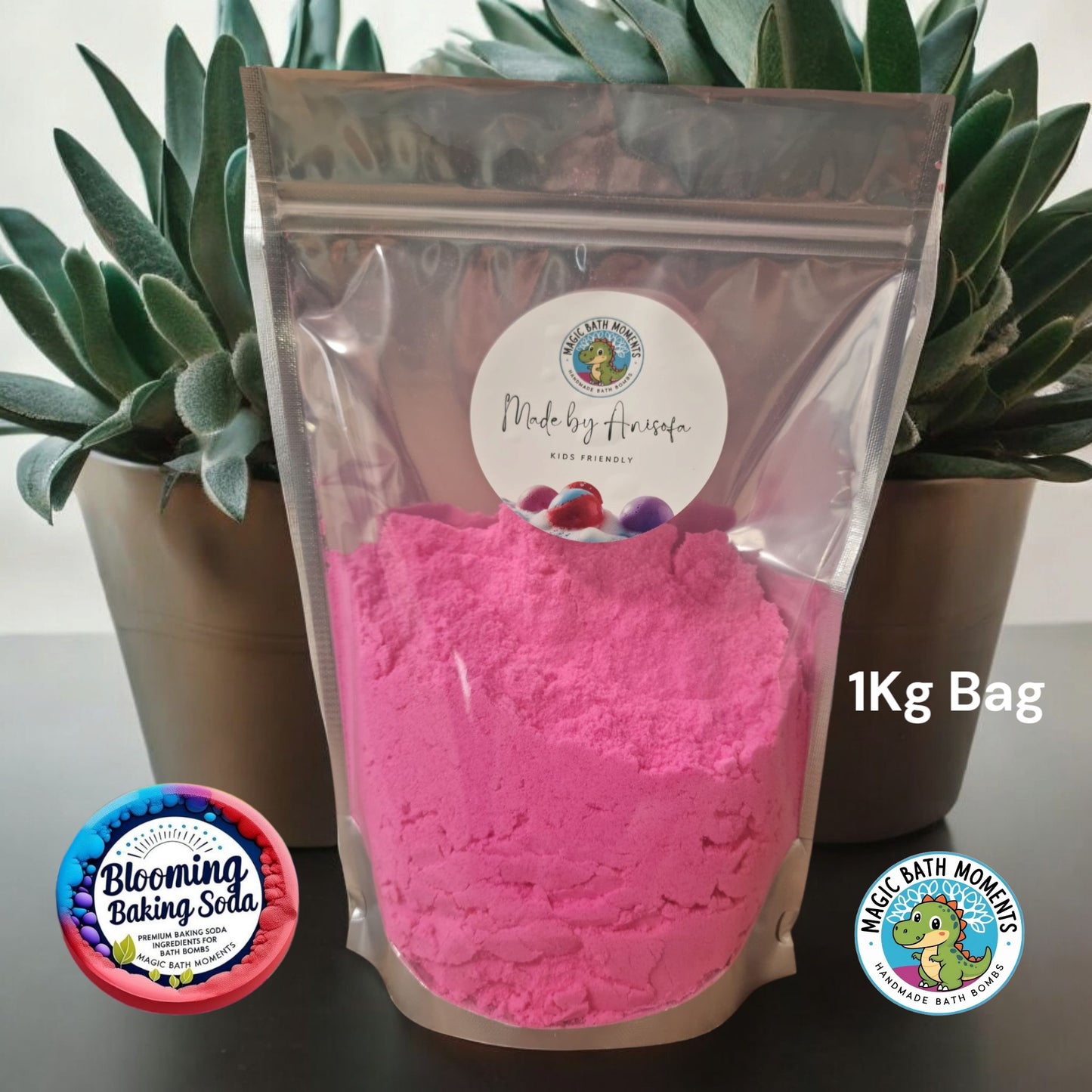 Pink Blooming Baking Soda – 1kg Pre-Coloured Bath Bomb Ingredient for DIY Fizz & Scoops