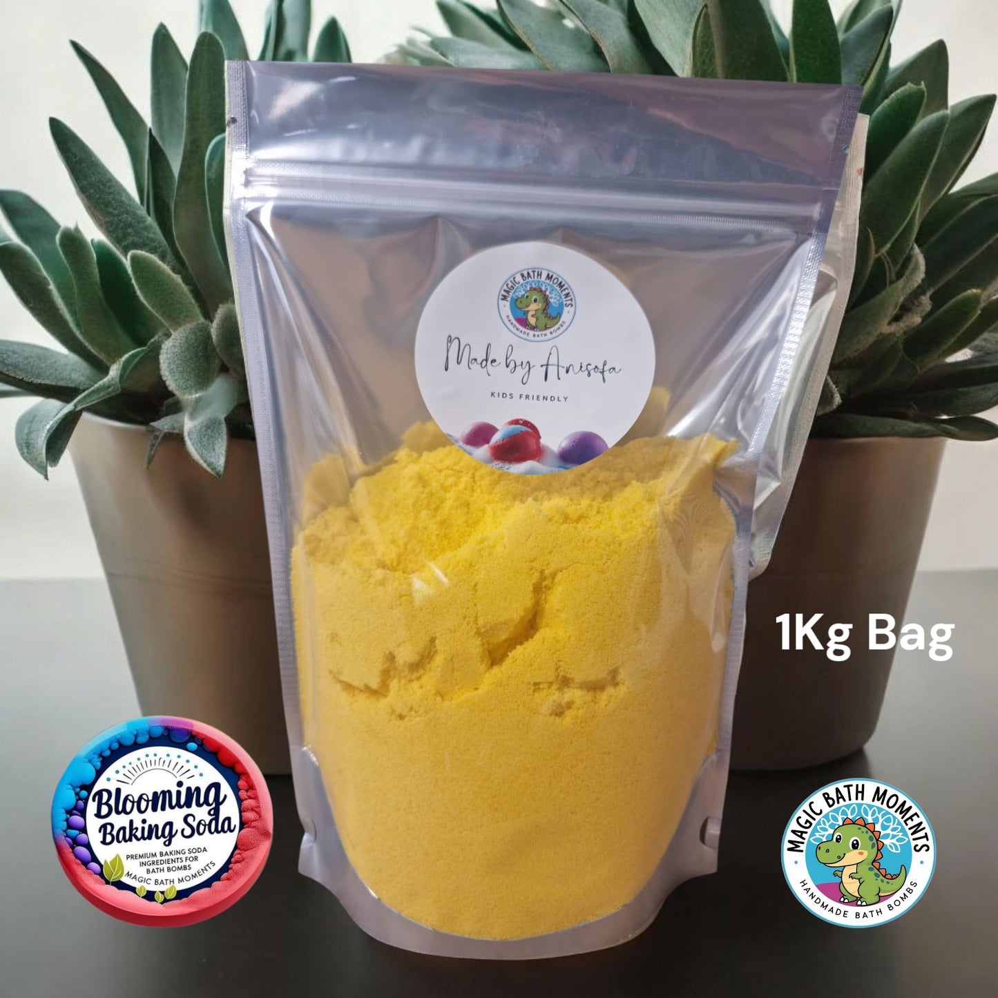 Yellow Blooming Baking Soda – 1kg Pre-Coloured Bath Bomb Ingredient for DIY Fizz & Scoops