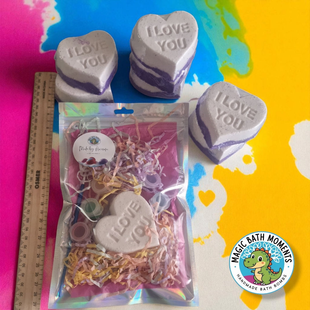 Paint Your Own Bath Bomb Kit – “I LOVE YOU” Heart by Magic Bath Moments™