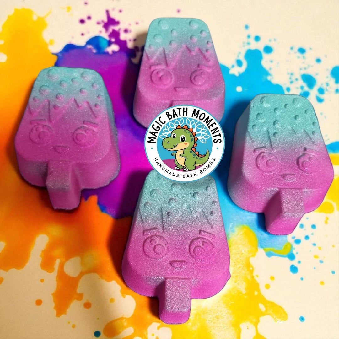Magic Popsicle Bath Bombs | Hand-Painted with Airbrush, Color Surprise & Toy