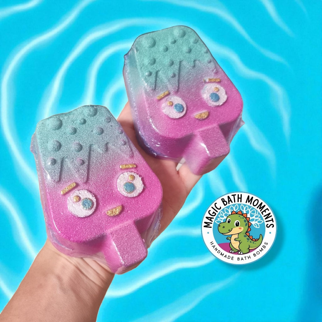 Magic Popsicle Bath Bombs | Hand-Painted with Airbrush, Color Surprise & Toy