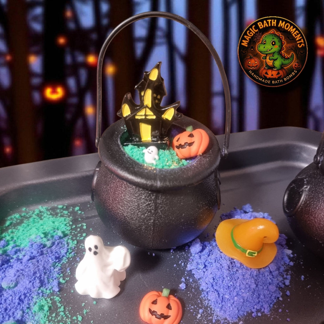 Magic Potion Cauldrons™ – Halloween Bath Dust Fizz with Surprise Toy | Witch Cauldron Bath Bomb for Kids & Adults